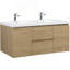 Meuble-lavabo flottant de 60 po avec lavabo, meuble-lavabo mural moderne avec lavabo à surface solide, deux lavabos et tiroirs à fermeture en douceur