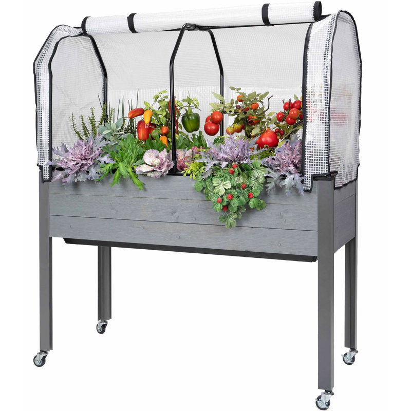 Wood Planter Box, Gray, 32" H x 21" W x 47" D