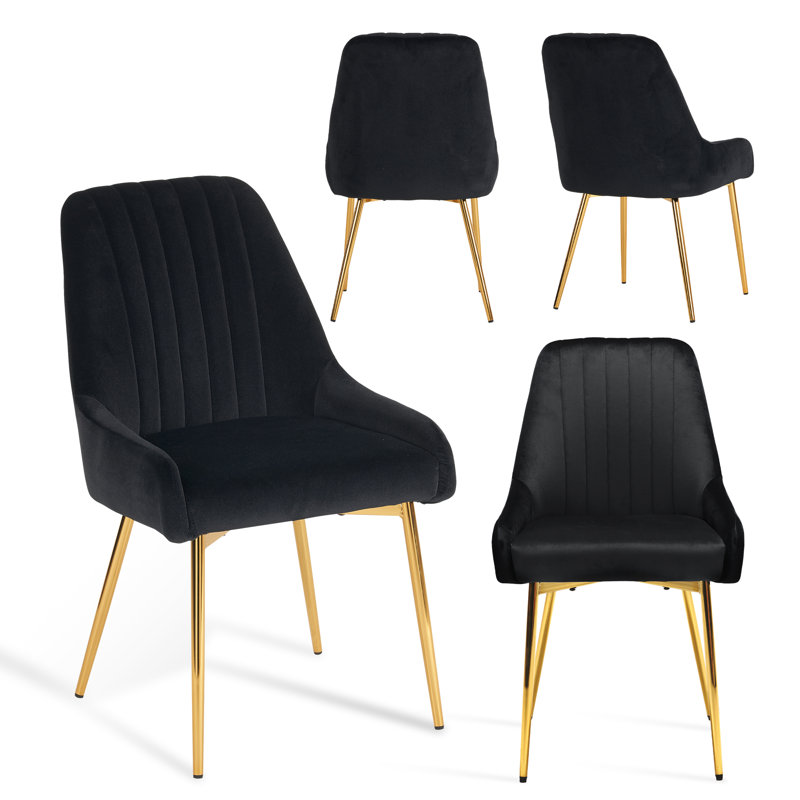 Maulsby Tufted Velvet Dining Chair, Black