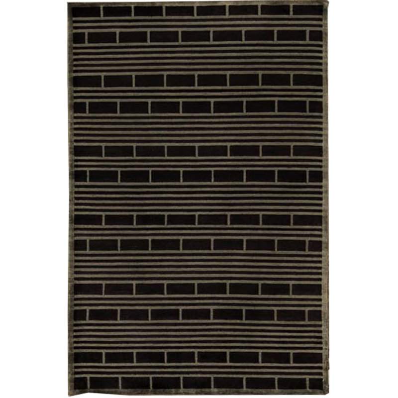 Hand-Knotted High-Quality Black Area Rug
