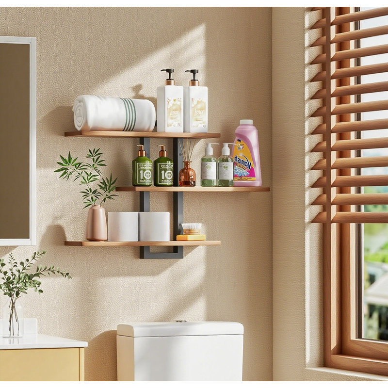 Floating Wall Shelves - Rustic Wood Hanging Shelves For Bathroom, Bedroom, Kitchen, Living Room - Sturdy Metal Frame With Durable Chipboard - Easy Installation For Home Decor And Storage
