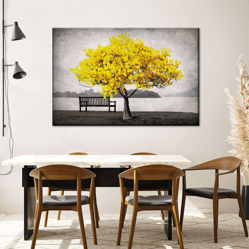" Yellow Tree " by Julie P, 24" H x 36" W x 1.25" D