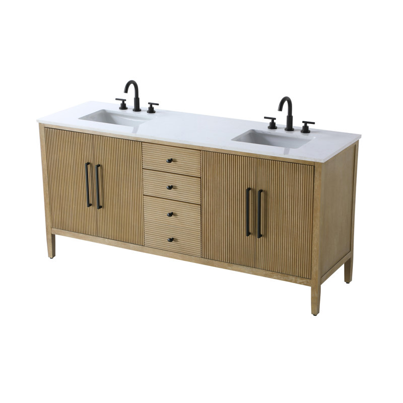 Meuble-lavabo double 72 po, Lin chêne