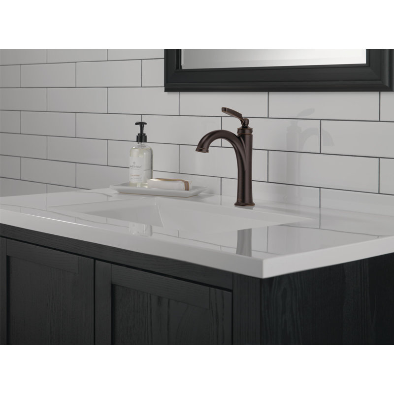 Woodhurst Single Hole Bathroom Faucet with Drain Assembly, Venetian Bronze