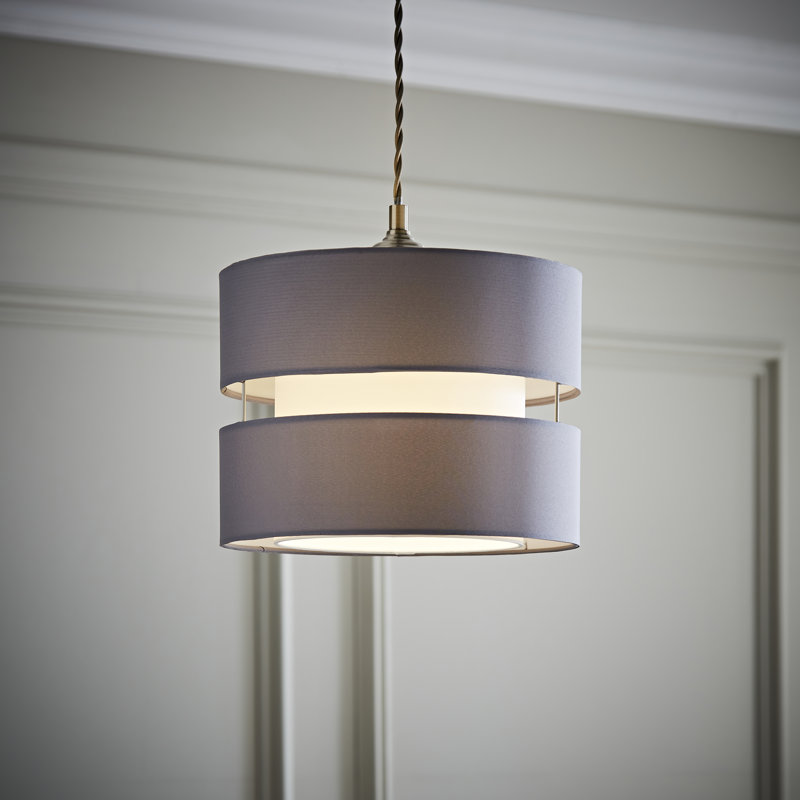 20 cm H Drum Cotton Pendant Shade ( Screw On ), Grey