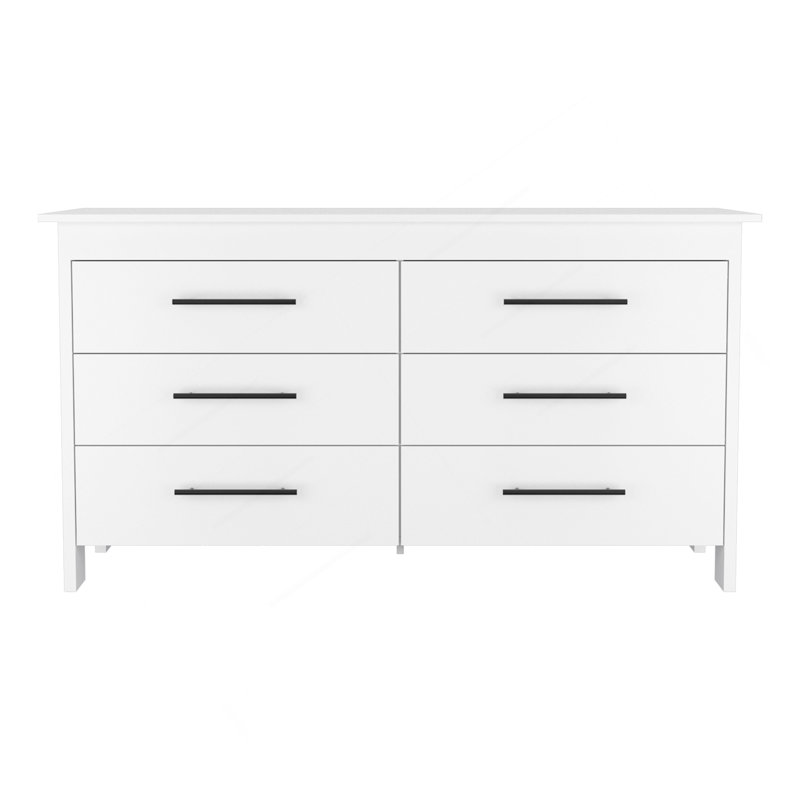 Commode double 6 tiroirs Wezz, chambre à coucher, noir, Noir