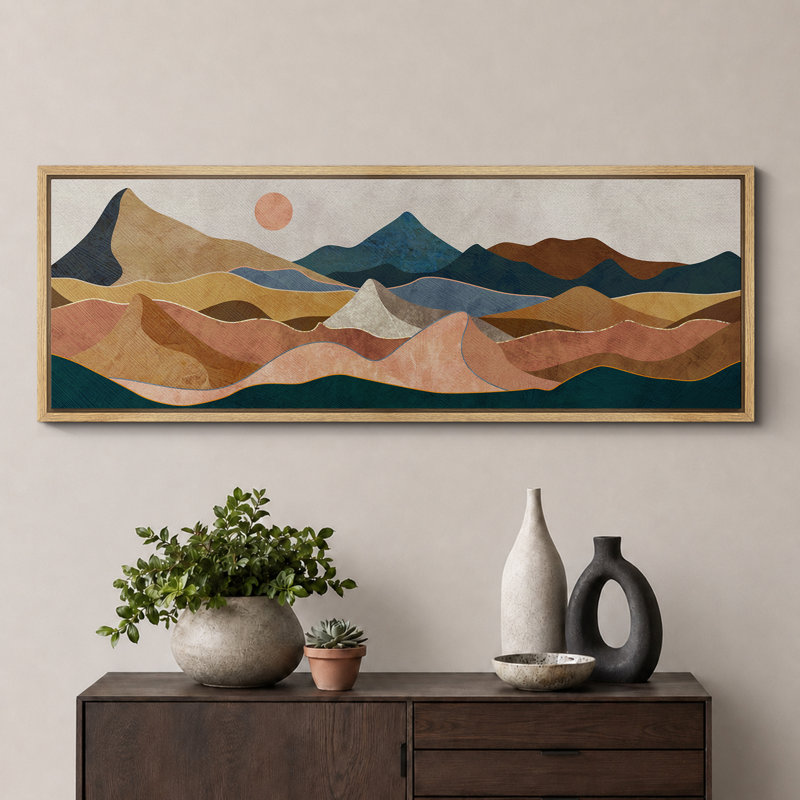 Très grande œuvre d'art murale encadrée, H 20 po x l 60 po, Naturel