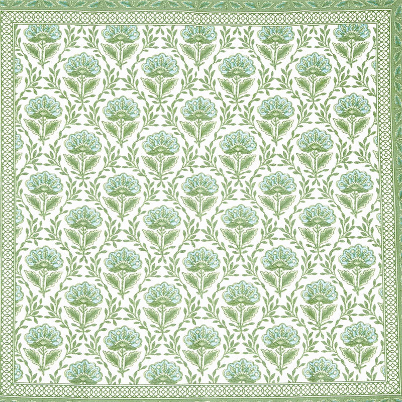 Ensemble de 4 serviettes en coton à motif floral, 20 x 20 pouces, vert
