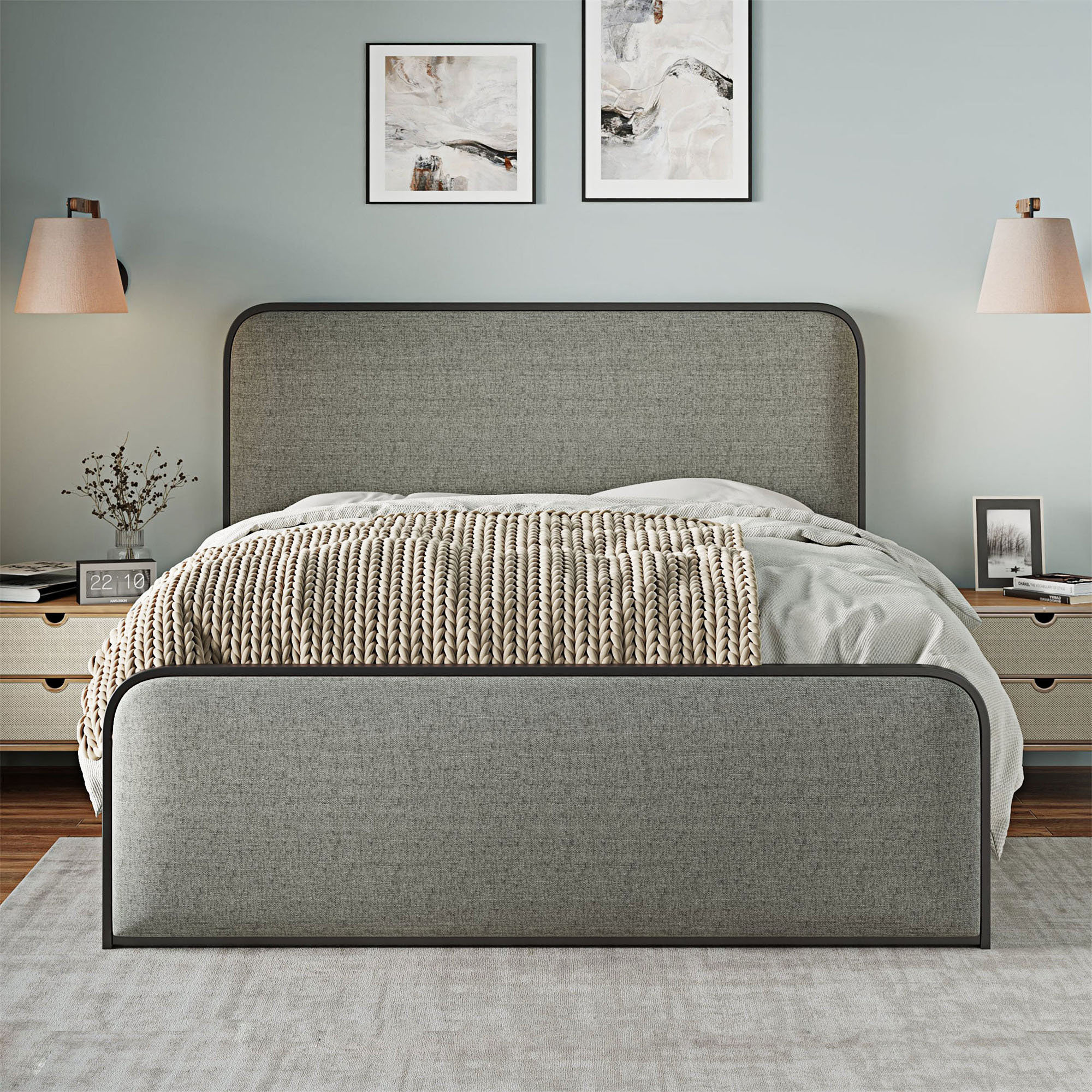 Latitude Run® King Size Modern Metal Upholstered Bed Frame | Wayfair