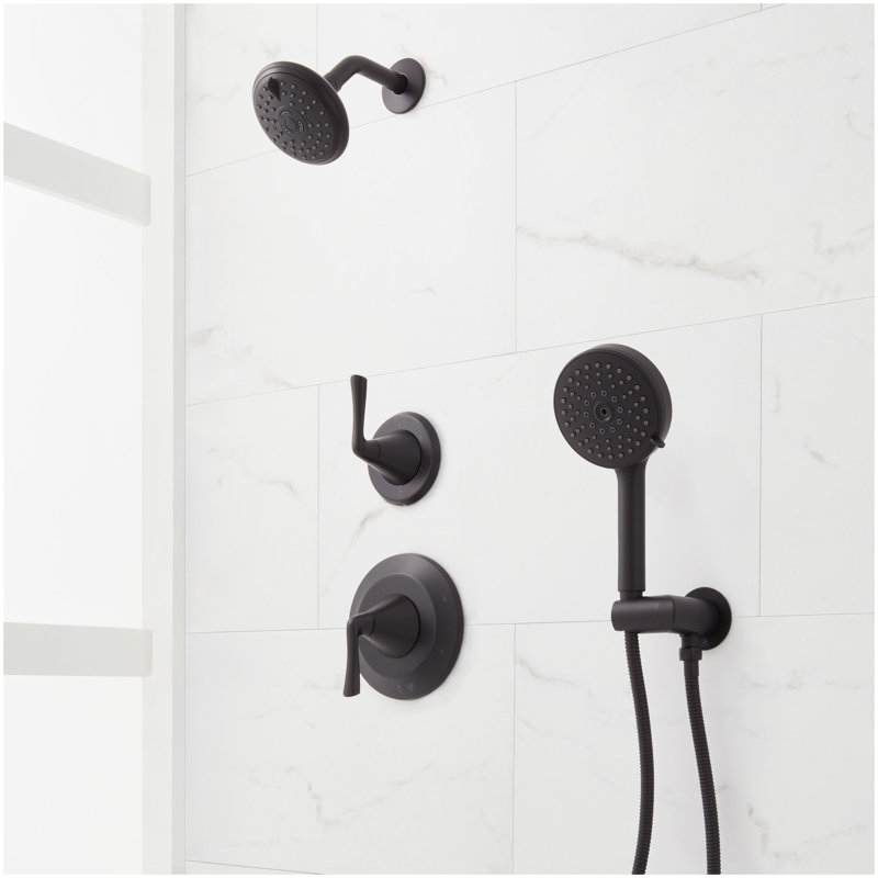 Provincetown Pressure Balance Shower System with Hand Shower - Matte Black, Matte Black
