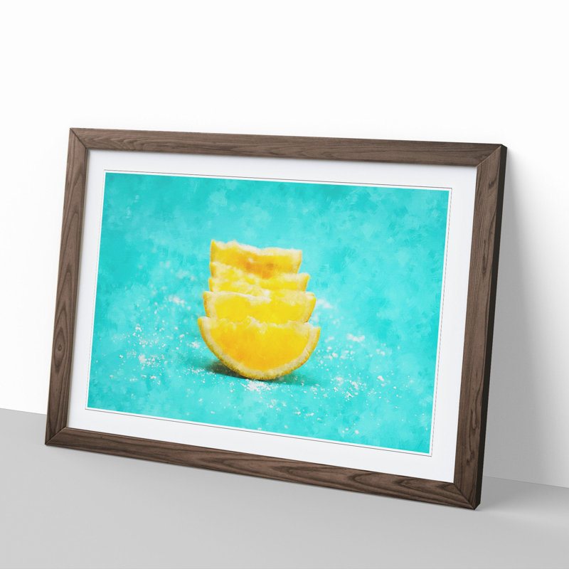 Lemon and Salt - Picture Frame Painting, 48cm H x 65cm W x 2cm D, Walnut Framed
