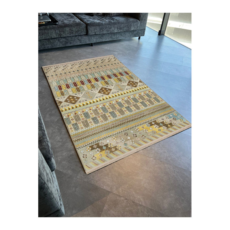 Tapis multicolore à motif géométrique à motifs mélangés, Tapis de couloir 3 pi 3 po x 6 pi 7 po