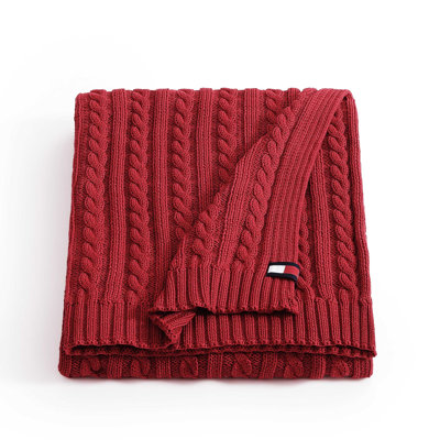 Tommy Hilfiger Cable Knit Solid Throw Blanket