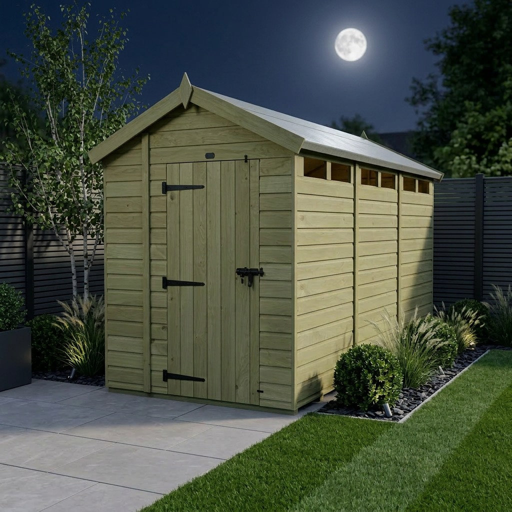 Total Sheds 6ft x 14ft Security Apex Shed - Heavy-Duty Hasp Staple Anti-Tamper - Pressure Treated Timber - UK Manufactured