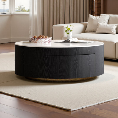 31.5 '' circular storage coffee table with modern aesthetic design and hidden storage space