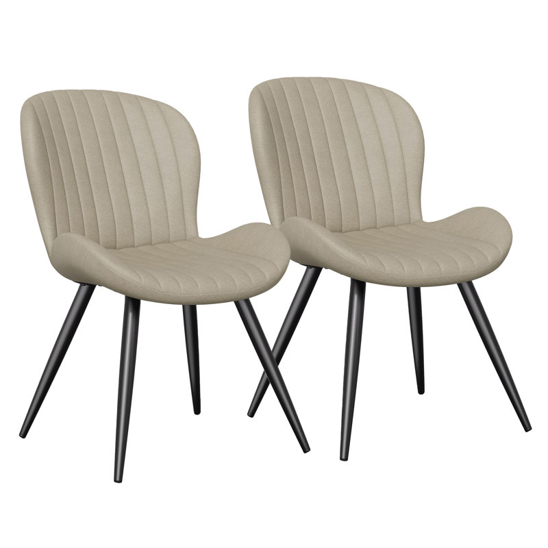 Upholstered Dining Chairs in Scandinavian Style, Beige Faux Leather, 2