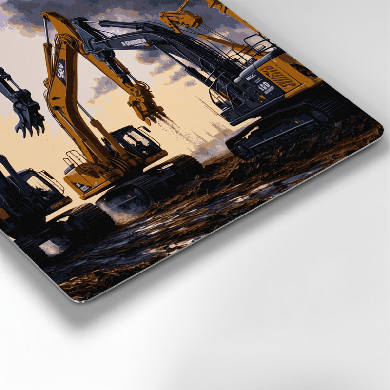 Transport, construction et machines lourdes, art mural en métal mauve, 16" H x 16" W x 0.05" D