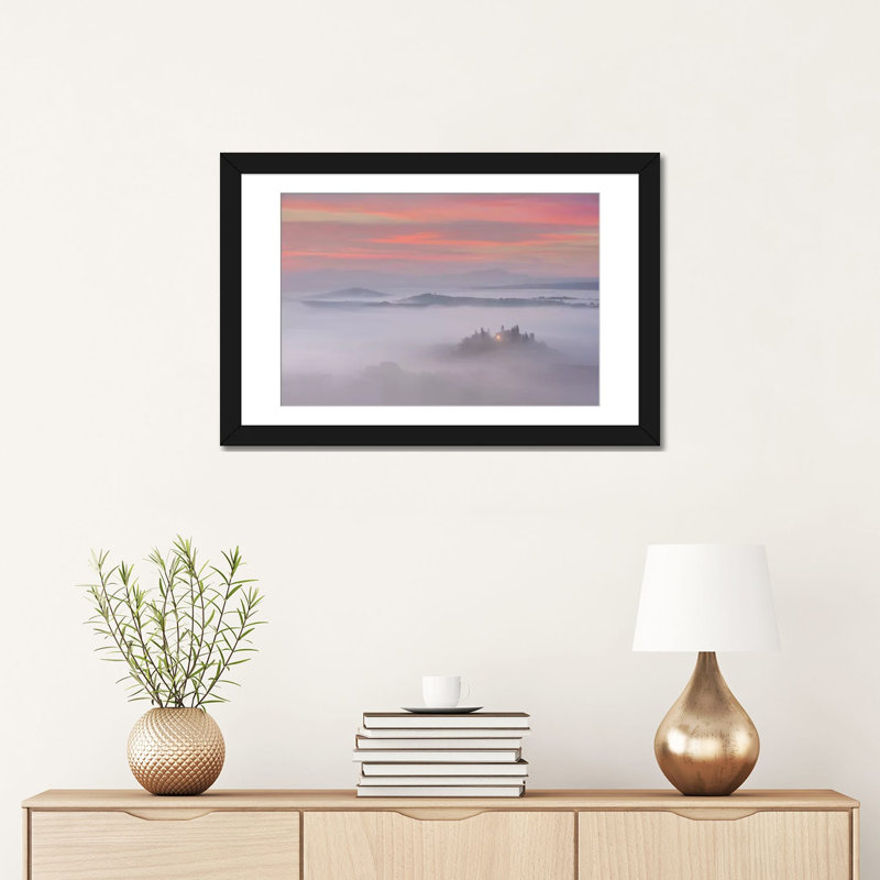 «Spring in Tuscany 11», reproduction de photo sur toile, H 16 po x l 24 po x P 1 po, Papier d'art encadré noir, Blanc