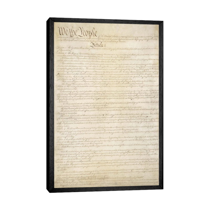 The Constitution Document - Print on Canvas, 66.04 cm H x 45.72 cm W, Black Floater Framed