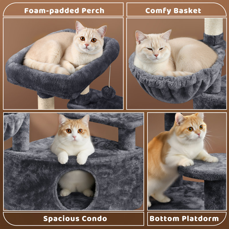 Burrowsville 46" H Cat Tree,  Dark Gray
