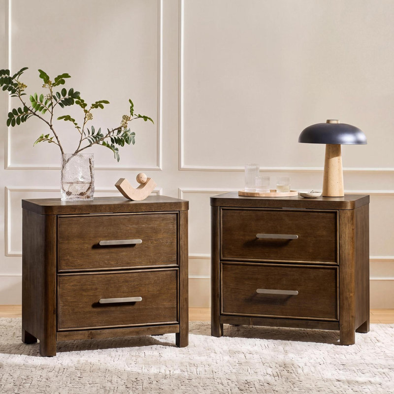 Table de chevet 2 tiroirs Rita, Walnut