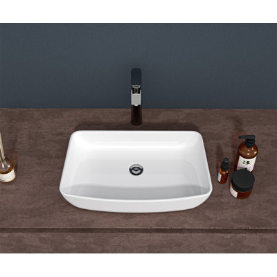 Lavabo de salle de bain vasque rectangulaire 24 po x 15 po en céramique blanche