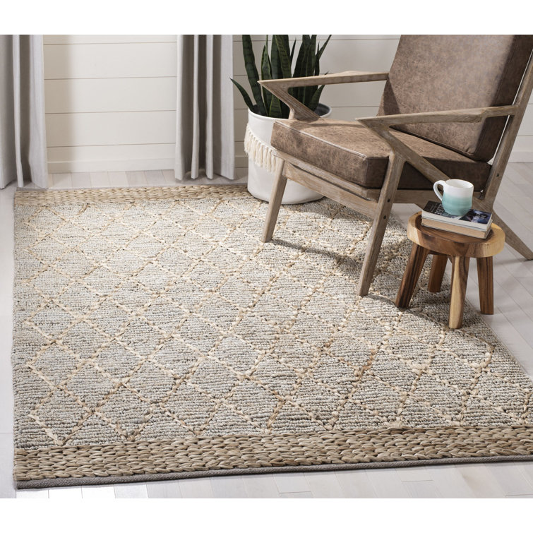 Alderman Natural Fiber Hand Loomed Jute/Cotton Geometric Rug in Silver