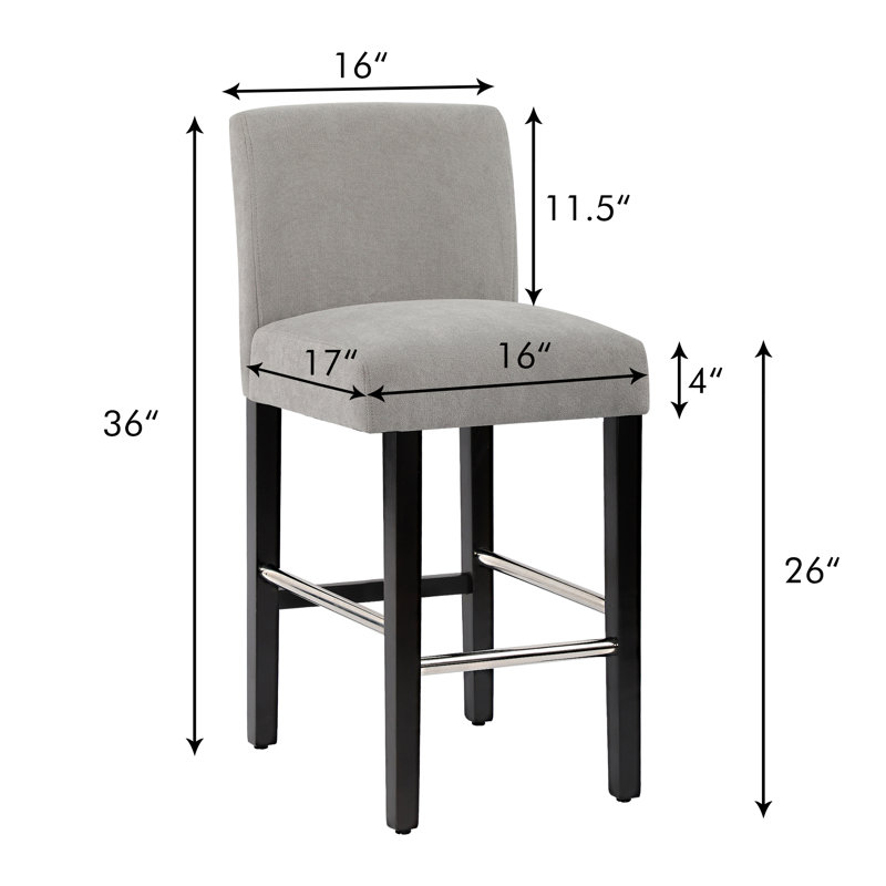 Kaid Upholstered Counter Stool, Light Grey