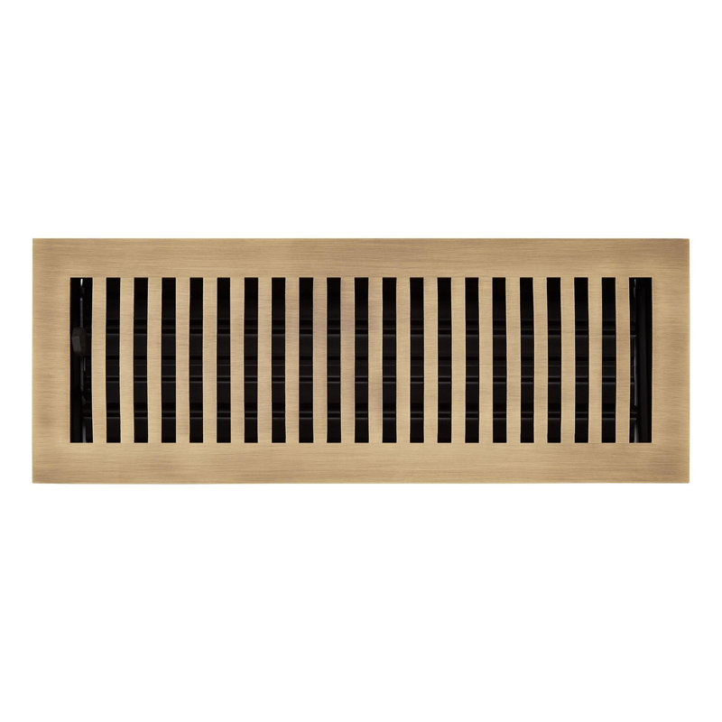 Brass Floor or Wall Register, Antique Brass, 3" H x 5.25" W x 11.31" L