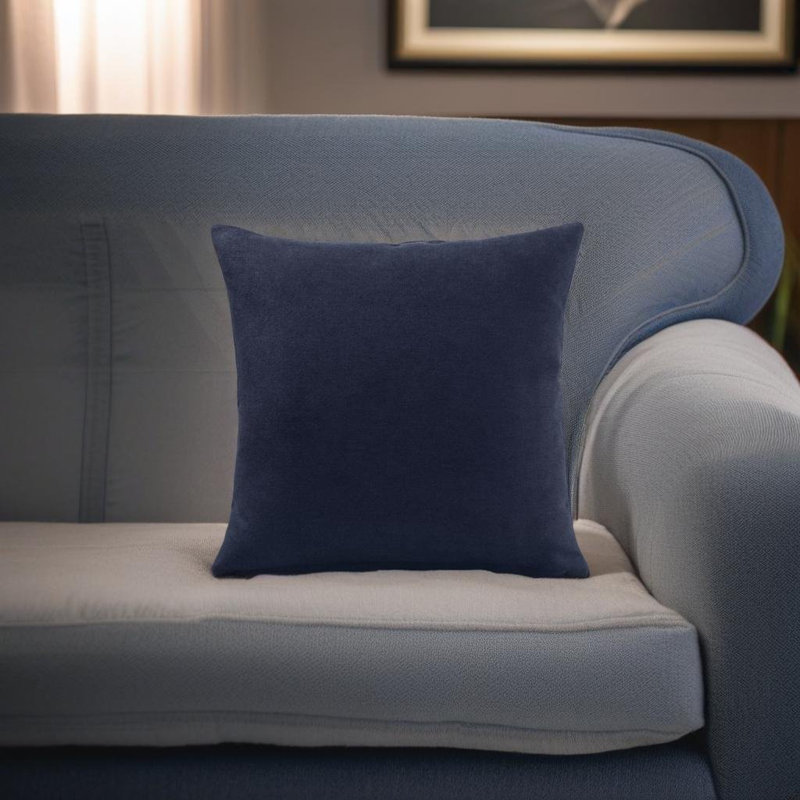 Nalaiyah Velvet Chenille Cushion Covers with Filler Pads, Cream/Navy