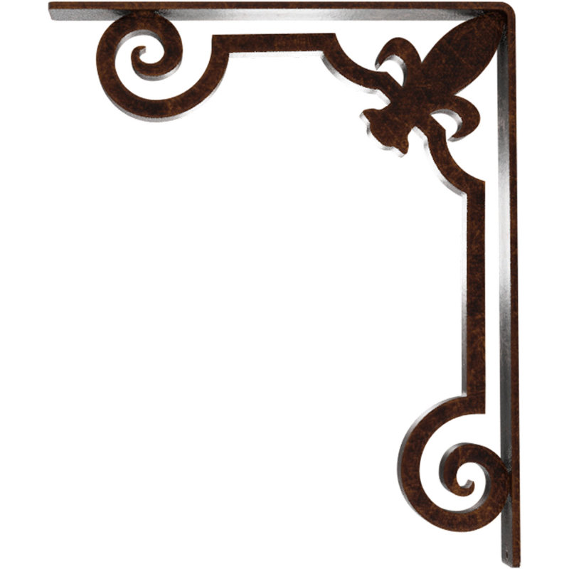 Support en fer forgé Fleur De Lis, Cuivre antique, H 15 po x l 2 po x P 12 po