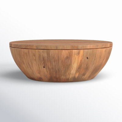Buchanan 36" Acacia Drum Coffee Table with Storage