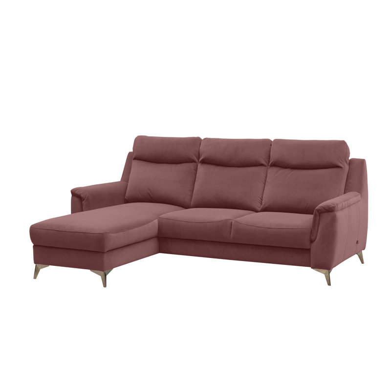 Izola 3 Seater Velvet Sofa Bed, Left Hand Facing, Indian Rose