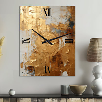 Vintage Gold Togetherness II - Abstract Metal Wall Clock