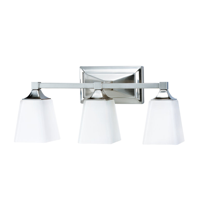 Éclairage pour meuble-lavabo à abat-jour carré à 3 lumières DEL Energy Star, H 8,75 po x l 19,5 po x P 7 po, Trois lumières