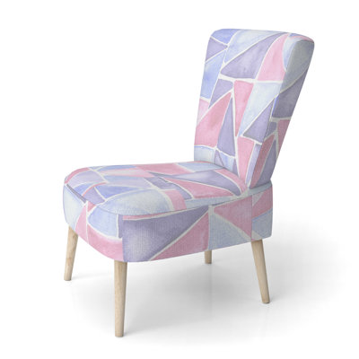 Chaise d'appoint rembourrée à motif géométrique rose et bleu