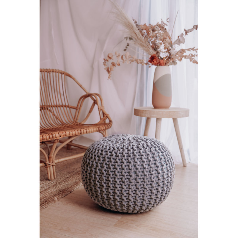 Cattaraugus Upholstered Outdoor Ottoman, Silver