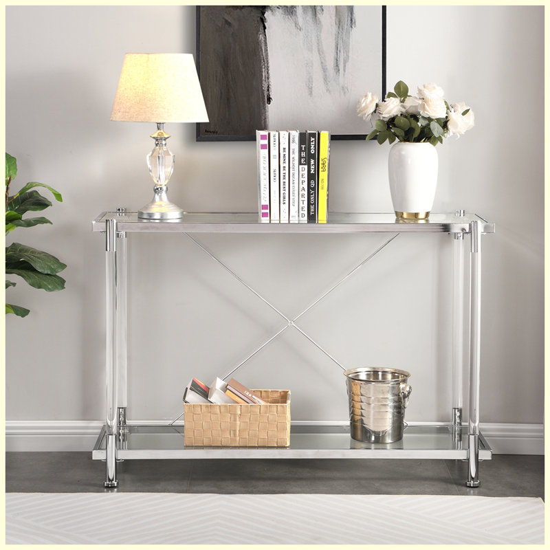 Table d'appoint moderne en verre chromé