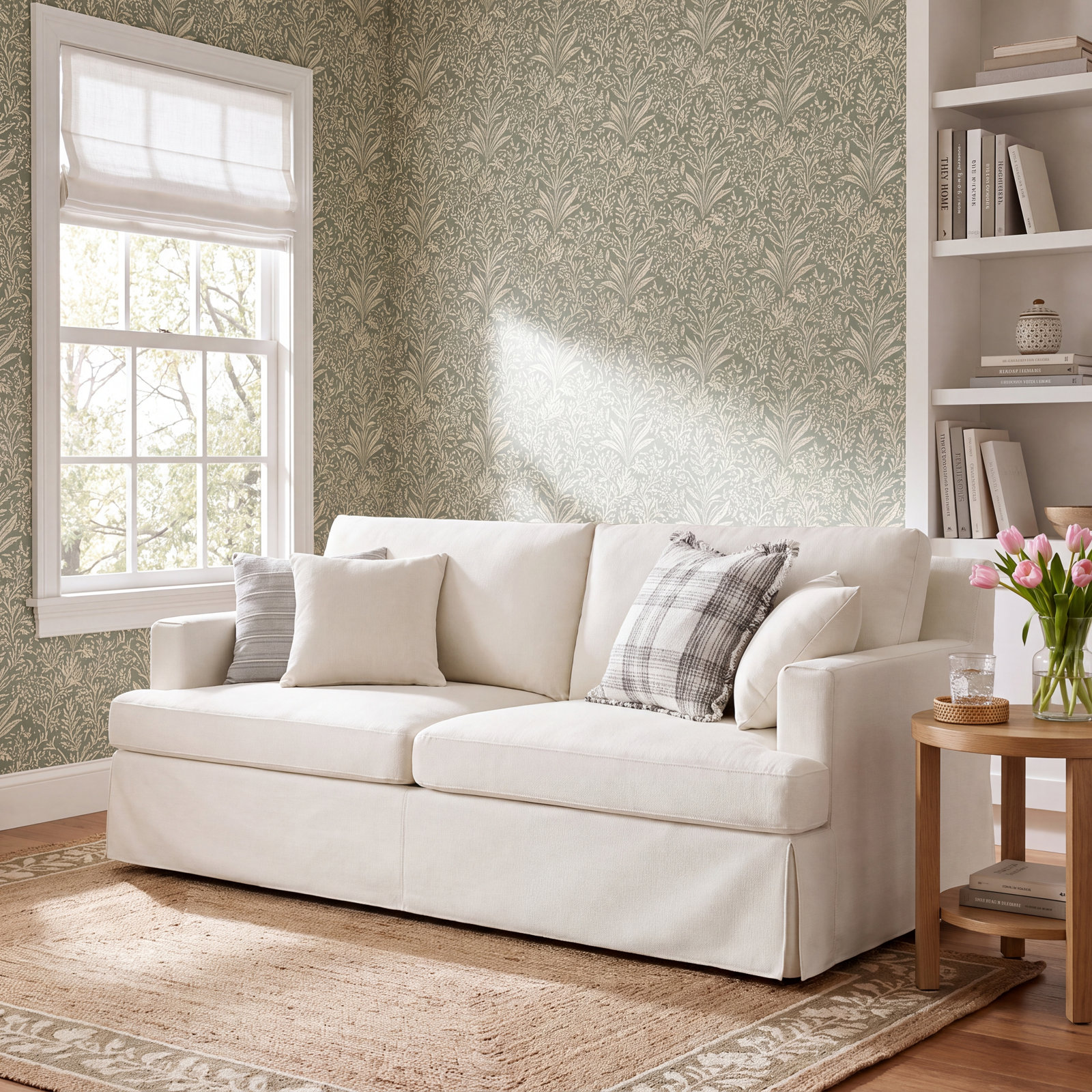 Lucie 84" Linen Sofa, White