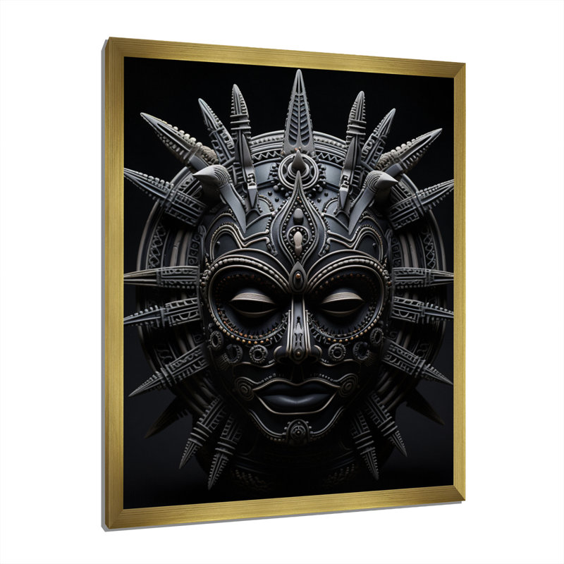 Masque africain Leronda Tribu II, H 32 po x l 16 po x P 1 po, Encadrement doré