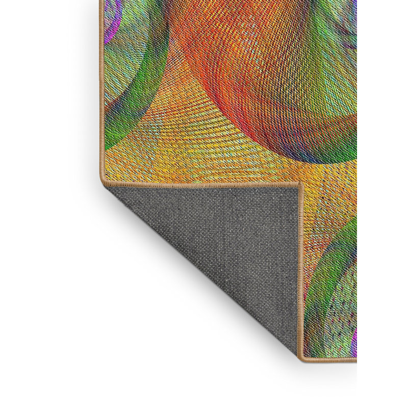 Jaune Tapis décoratif abstrait, Rectangle 5 pi x 8 pi
