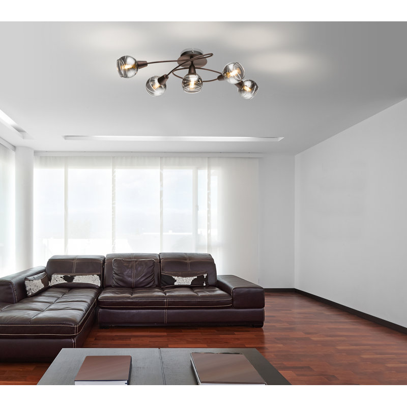 Abia Glass Semi Flush Mount, Bronze