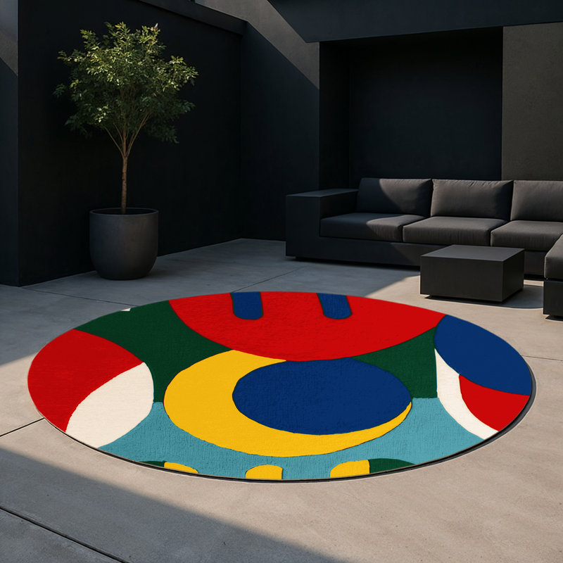 Poppy Stomp Indoor And Outdoor Area Rug, Round 5'