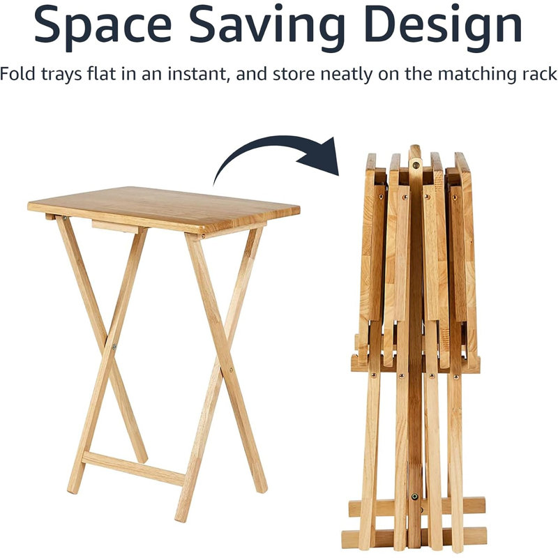 Table d'appoint pliante classique avec plateau de rangement.