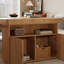 Bureau rectangulaire brun en bois massif avec 6 tiroirs-1606692718