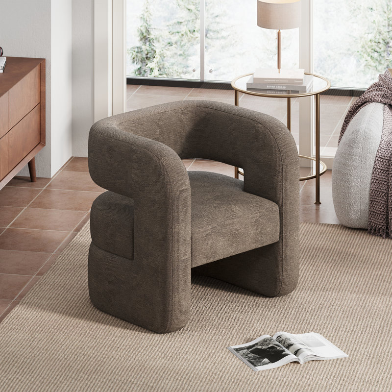 Sinel Full Assembled Upholstered Accent Chair For Living Room, Dark Brown