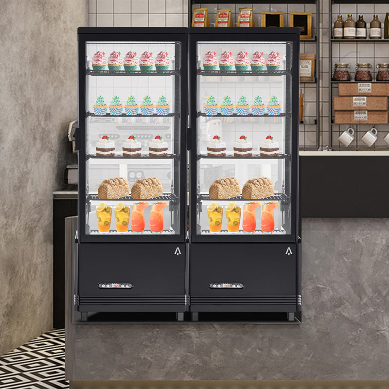 GarveeHome 3.5 Cu.Ft Commercial Glass Door Refrigerator - Black Merchandiser with LED Light & Digital Temp Control - 4 Adjustable Shelves Beverage Cooler for Cafe, Restaurant, Bar, Store
