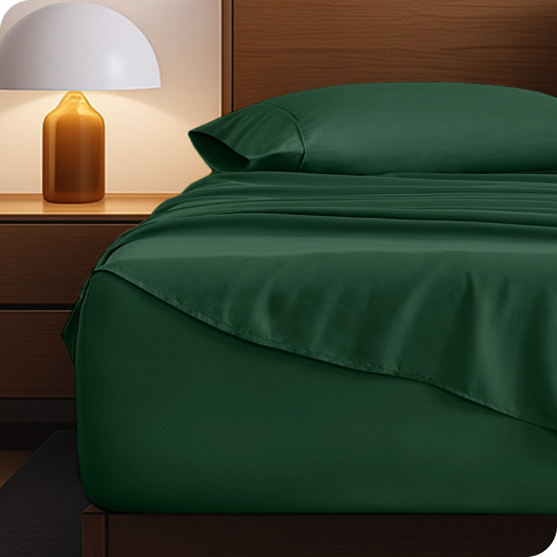 Ensemble de draps en microfibre 22 po, Ensemble de draps pour lit simple TG avec 1 taie d, Vert forêt
