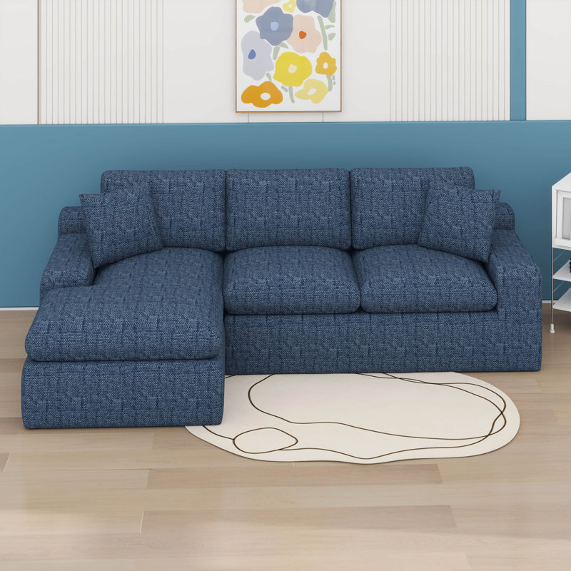 Canapé modulaire Cloud, canapé en chenille double couche avec assise profonde et poches latérales, Bleu