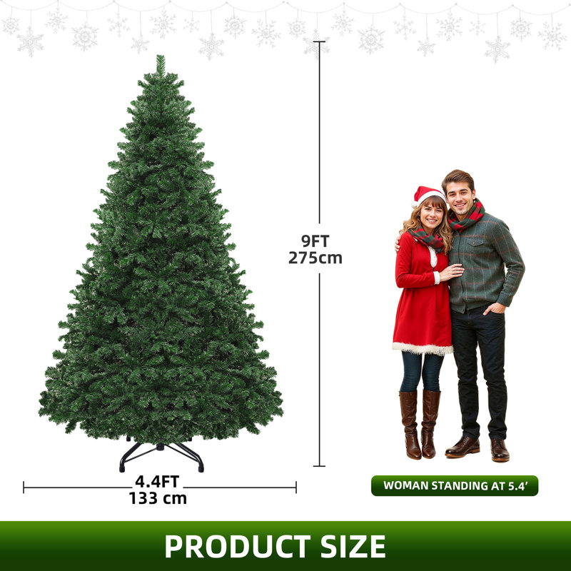 Green Artificial Pine Christmas Tree with Stand, 9 ft